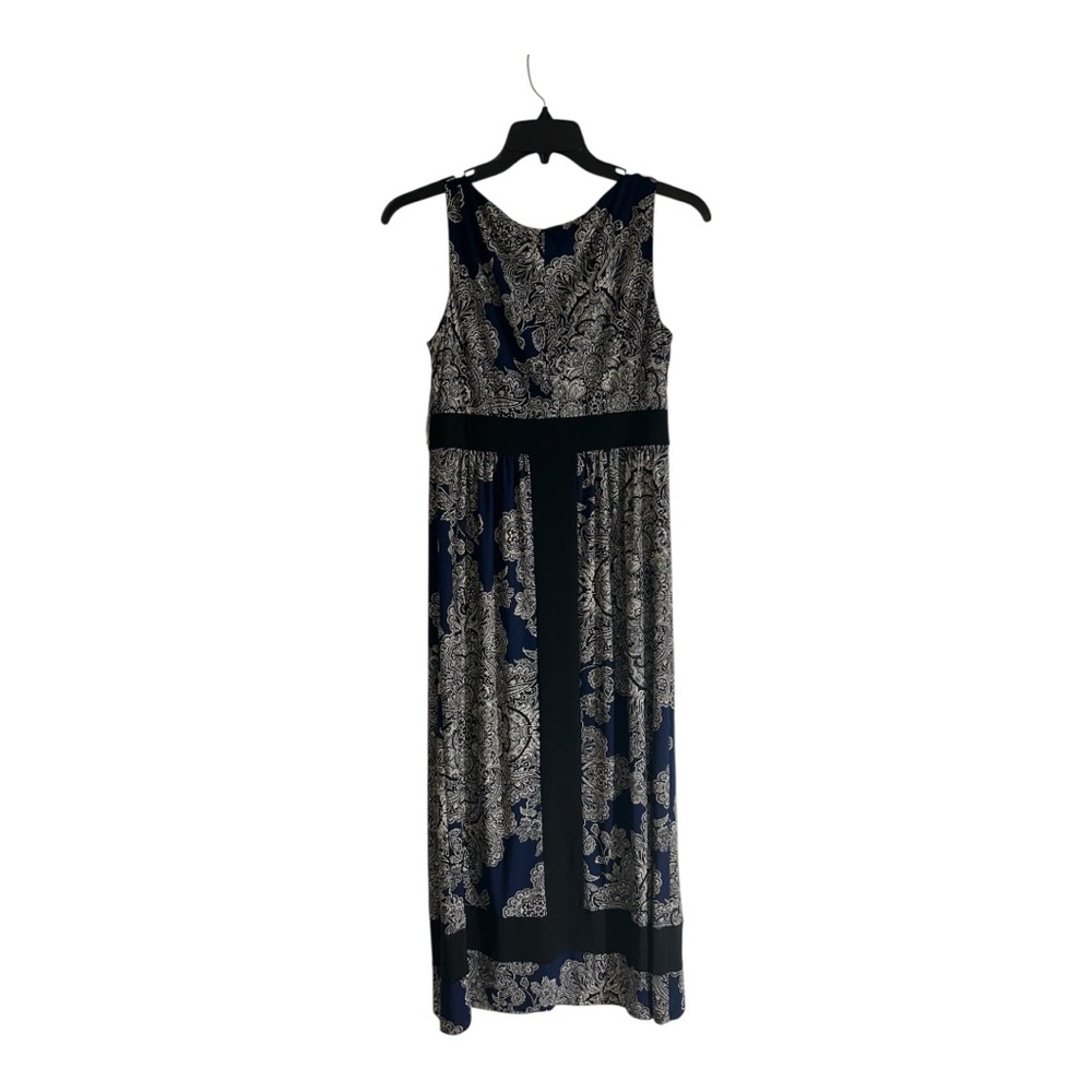 Chaps Black and Blue Paisley Maxi Dress